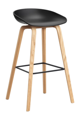 HAY AAS32 Barstoel Black 2.0 High Eikenfineer met watergedragen lak 4-poots onderstel Voetensteun van zwart gepoedercoat staal H75