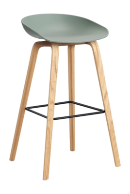 HAY AAS32 Barstoel Fall Green 2.0 High Water-Based Lacquered Oak Veneer 4 Leg Base Black Powder Coated Steel Footrest H75