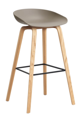HAY AAS32 Barstoel Khaki 2.0 Hoog H75 eikenfineer met watergedragen lak 4-poots onderstel voetensteun van zwart gepoedercoat staal