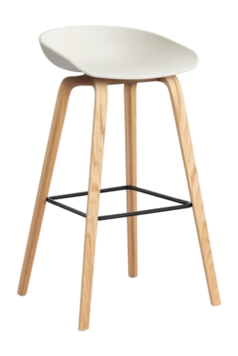 HAY AAS32 Barstoel Melange Cream 2.0 Hoog eikenfineer 4-poots onderstel met watergedragen lak zwart gepoedercoat stalen voetsteun H75