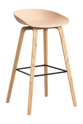 HAY AAS32 Barstoel Pale Peach 2.0 Hoog 4-poots onderstel van eikenfineer met watergedragen lak en voetsteun van zwart gepoedercoat staal H75