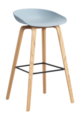 HAY AAS32 Barstoel Slate Blue 2.0 Hoog watergedragen gelakt eikenfineer 4-poots onderstel zwart gepoedercoat stalen voetsteun H75