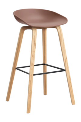 HAY AAS32 Barstoel Soft Brick 2.0 Hoog eikenfineer met watergedragen lak 4-poots onderstel voetsteun van zwart gepoedercoat staal H75