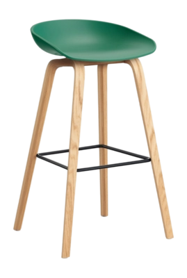 HAY AAS32 Barstoel Teal Green 2.0 High eikenfineer met watergedragen lak 4-poots onderstel zwart gepoedercoat stalen voetsteun H75