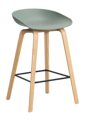 HAY AAS32 Barstoel Fall Green 2.0 Low eikenfineer met watergedragen lak 4-poots onderstel zwarte gepoedercoate stalen voetsteun H65