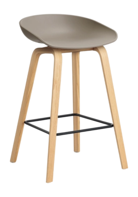 HAY AAS32 Barstoel Khaki 2.0 Low Water-Based Lacquered Oak Veneer 4 Leg Base Black Powder Coated Steel Footrest H65