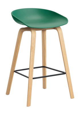 HAY AAS32 Barstoel Teal Green 2.0 Laag eikenfineer met watergedragen lak 4-poots onderstel voetensteun van zwart gepoedercoat staal H65
