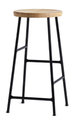 HAY Cornet Barstoel Soft Black poedergecoat stalen onderstel H65 geoliede massief eiken zitting