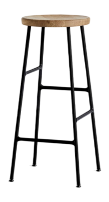 HAY Cornet Barstoel Soft Black Gepoedercoat Stalen Onderstel H75 Geoliede Massief Eiken Zitting