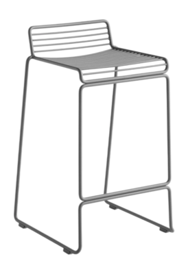 HAY Hee Bar Stool Sled Base H65 Standard Glider Barstoel Asphalt Grey Powder Coated Steel