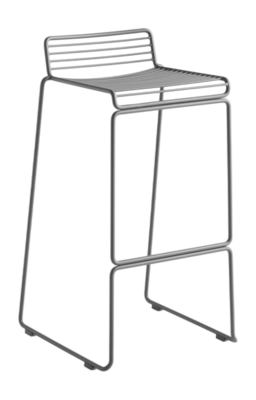 HAY Hee Bar Stool Sled Base H75 Standard Glider Barstoel Asphalt Grey Powder Coated Steel