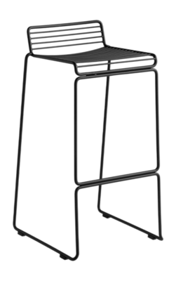 HAY Hee Bar Stool Sled Base H75 Standard Glider Barstoel Black Powder Coated Steel