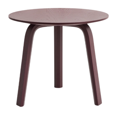 HAY Bella Coffee Bijzettafel Dark Bordeaux met massief eiken tafelblad en fineerpoten gelakt met watergedragen lak Ø45 x H39 cm