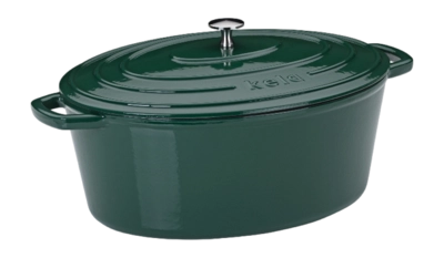 Kela Calido Braadpan Emerald Green Met Deksel Ovaal 36 x 29 cm