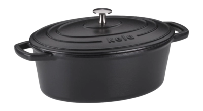 Kela Calido Braadpan Zwart Met Deksel Ovaal 29 x 23 cm