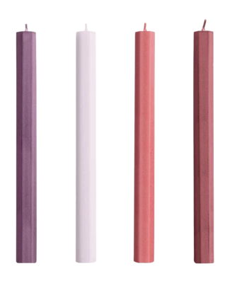 HAY Hexagon Candle Kaars Reds And Bordeaux Set van 4