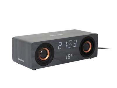 Karlsson - Alarm Clock Classic BT Speaker Radio w. Phone Charger Zwart