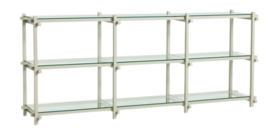 HAY Woody Shelving Kast Smokey Grey Beech Frame 2.0 Clear Glass Shelves Low
