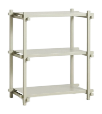 HAY Woody 2.0 Kast Smokey Grey Shelving Beech Frame Smokey Grey Steel Shelves Column Low