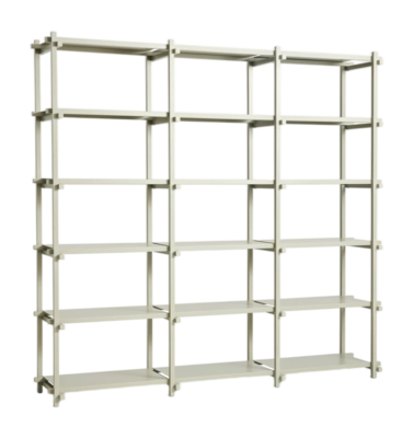 HAY Woody 2.0 Kast Smokey Grey Stelling Beuken Frame Stalen Legplanken Hoog