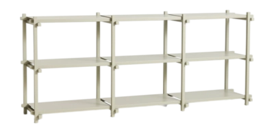 HAY Woody Kast Smokey Grey Shelving Beech Frame 2.0 Steel Shelves Low