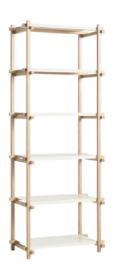 HAY Woody Kast Almond White Shelving Soaped Oak Frame 2.0 Steel Shelves Column High