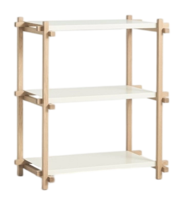HAY Woody Shelving 2.0 Stellingkast Almond White Soaped Oak Frame Steel Shelves Column Low