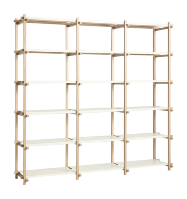 HAY Woody 2.0 Kast Almond White Shelving Soaped Oak Frame Steel Shelves High