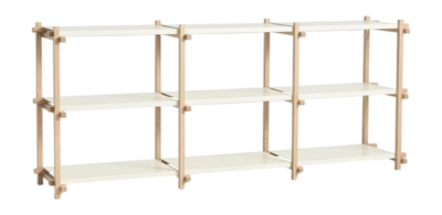 HAY Woody 2.0 Kast Almond White Shelving Soaped Oak Frame Steel Shelves Low