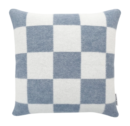 Maison Deux Checkerboard Kussenhoes Denim / Wit - 50 x 50 cm