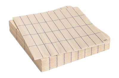 HAY Pattern Napkins Lunch Servet Off-White And Blue Grid (Set van 20)