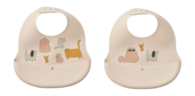 Liewood Ember Printed Bib Slab Baby's Cats And Dogs / Sandy Kids (Set van 2)