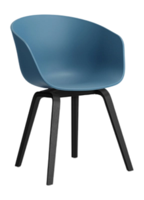 HAY AAC22 Stoel Azure Blue Black Water-Based Lacquered Oak Veneer 4 Leg Base Standard Glider 2.0 Shell