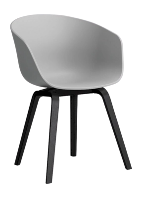 HAY AAC22 Stoel Concrete Grey 2.0 Shell Black Water-Based Lacquered Oak Veneer 4 Leg Base Standard Glider