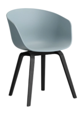 HAY AAC22 Stoel Dusty Blue 2.0 Black Water-Based Lacquered Oak Veneer 4 Leg Base Standard Glider Shell
