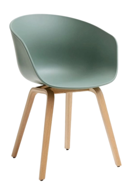 HAY AAC22 Stoel Dusty Mint Black Water-Based Lacquered Oak Veneer 4 Leg Base Standard Glider 2.0 Shell