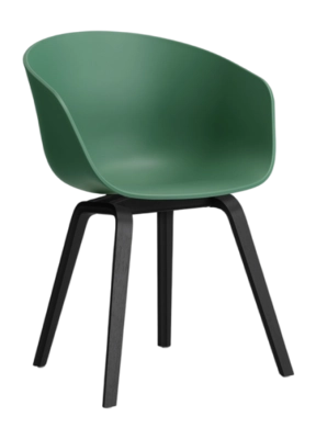 HAY AAC22 Stoel Teal Green 2.0 Shell Black Water-Based Lacquered Oak Veneer 4 Leg Base Standard Glider