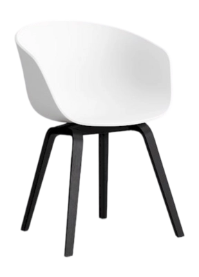 HAY AAC22 Stoel White 2.0 Shell Black Water-Based Lacquered Oak Veneer 4 Leg Base Standard Glider