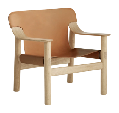 HAY Bernard Stoel Brandy massief eiken met watergedragen lak 4-poots onderstel viltglijders leren bekleding