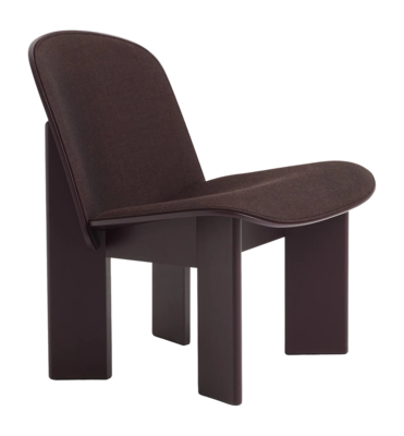HAY Chisel Loungestoel Dark Bordeaux Water-Based Lacquered Beech Front Upholstery Remix 373