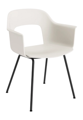 HAY Layout Armchair 211 Stoel Cream White met 4-poots onderstel van zwart gepoedercoat staal en standaard glijders