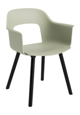 HAY Layout Armchair 221 Stoel Pastel Green Zwart watergedragen gelakt massief eiken 4-poots onderstel standaard glijder