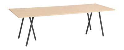HAY Loop Stand Tafel Zwart gepoedercoat stalen frame helder gelakt eiken tafelblad L250 x W92,5 x H74 cm