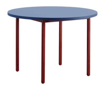 HAY Two-Colour Tafel Maroon Red/Blue Powder Coated Steel Frame Ø105 x H74 cm