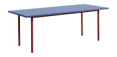 HAY Two-Colour Tafel Bordeauxrood Blauw Gepoedercoat Stalen Frame L200 x W90 x H74 cm