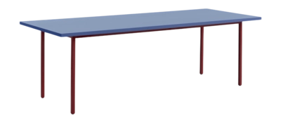 HAY Two-Colour Tafel Maroon Red Powder Coated Steel Frame Blue L240 x W90 x H74 cm
