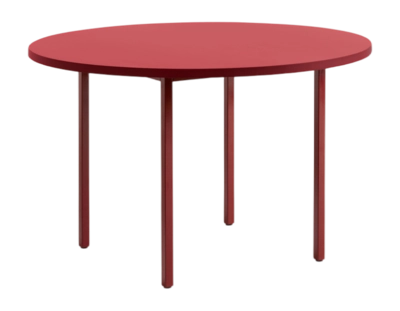 HAY Two-Colour Tafel Maroon Red Powder Coated Steel Frame Red Ø120 x H74 cm