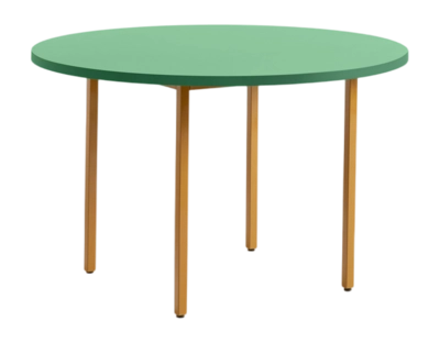 HAY Two-Colour Tafel Ochre Powder Coated Steel Frame Green Mint Ø120 x H74 cm