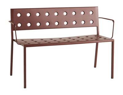 HAY HAY Balcony Tuinbank Iron Red Dining met armleuning Powder Coated Steel (121 x 52 x 79 cm)