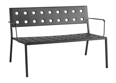 HAY Balcony Tuinbank Anthracite Lounge Bench W. Arm Powder Coated Steel (121,5 x 69 x 72 cm)